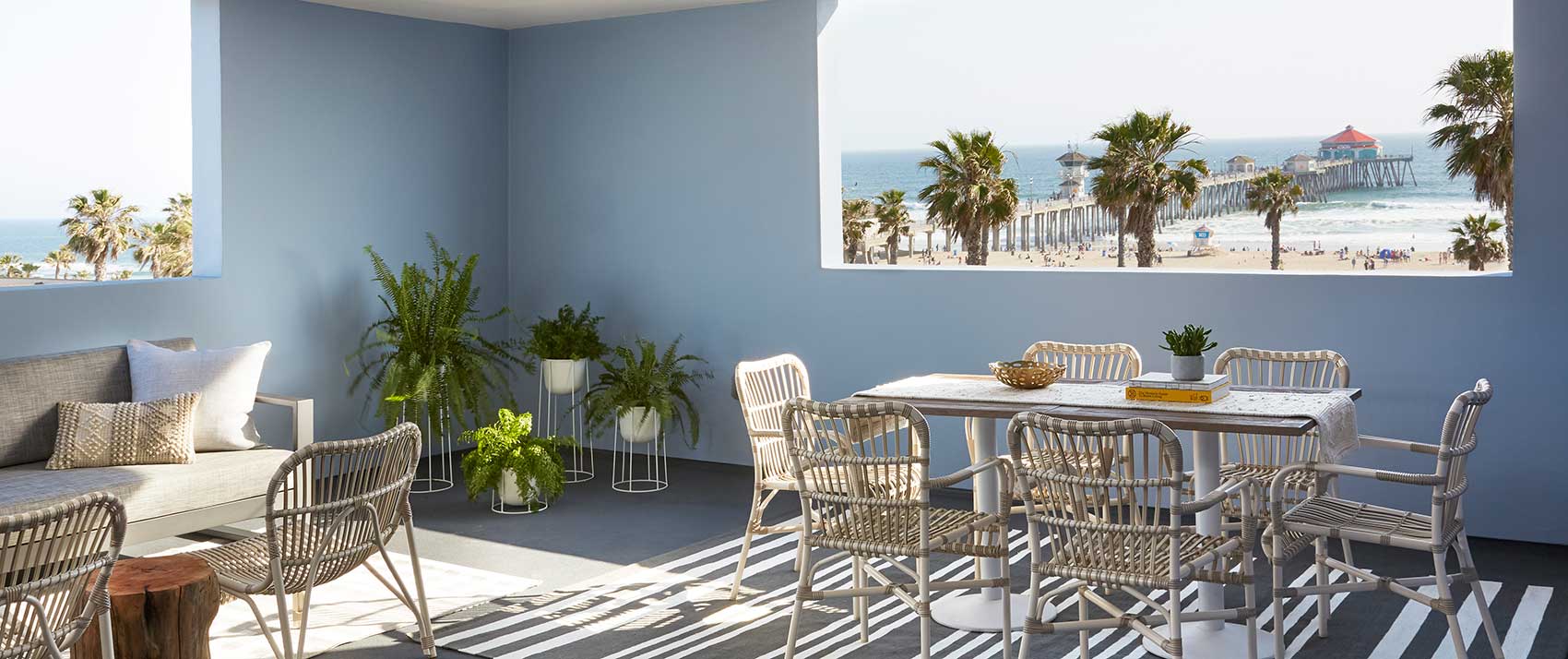 terrace with beach views